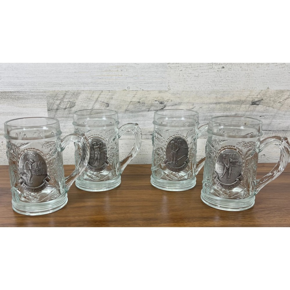 Golf The Masters Beer Steins Glass Mugs Embossed‎ Pewter Golf Badges